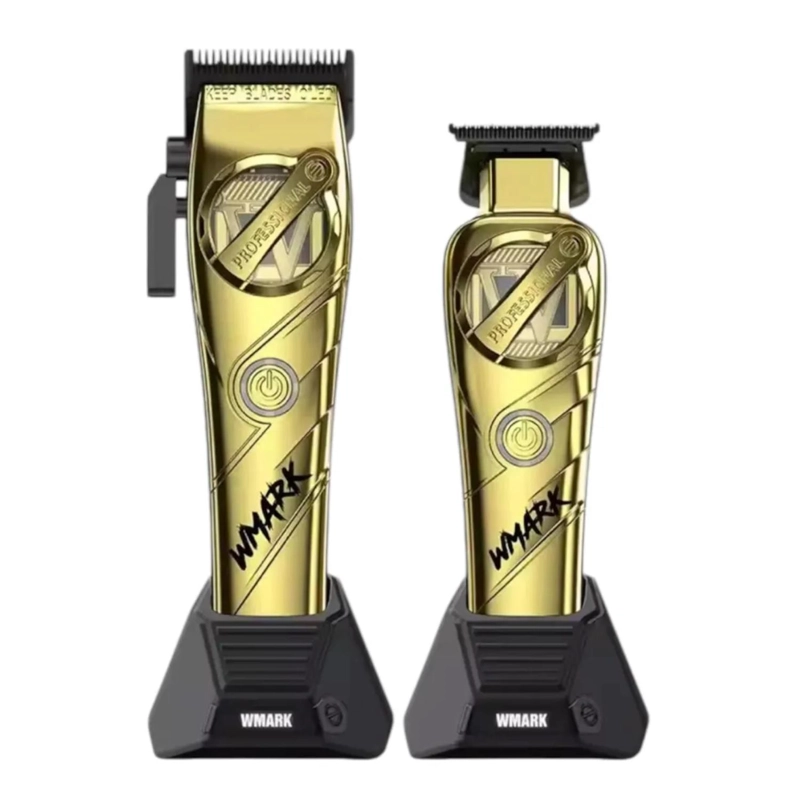 KIT CORTADORA DE PELO + TRIMMER DETAILER WMARK NG-8613 DORADO - 4