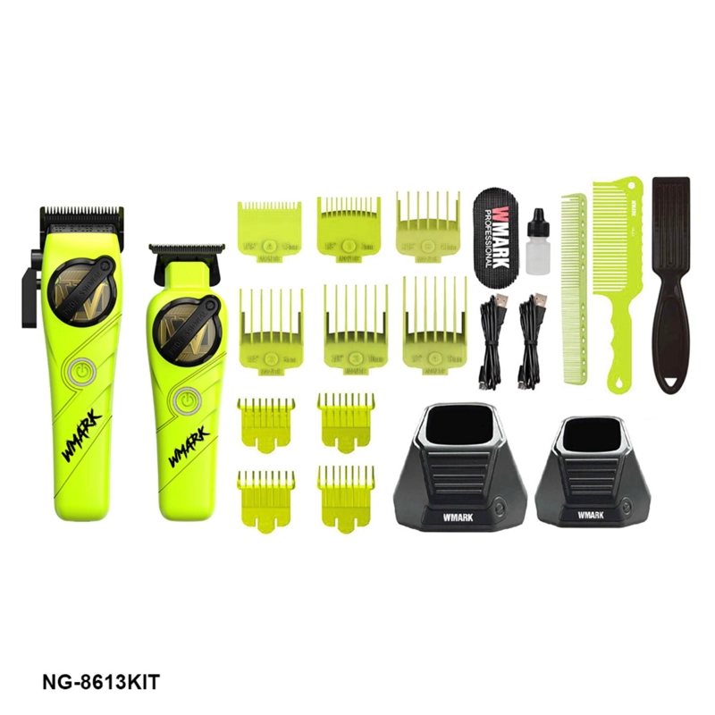 KIT CORTADORA DE PELO + TRIMMER DETAILER WMARK NG-8613 VERDE - 4