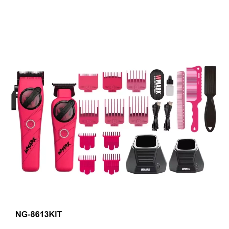 KIT CORTADORA DE PELO + TRIMMER DETAILER WMARK NG-8613 ROSADO - 3