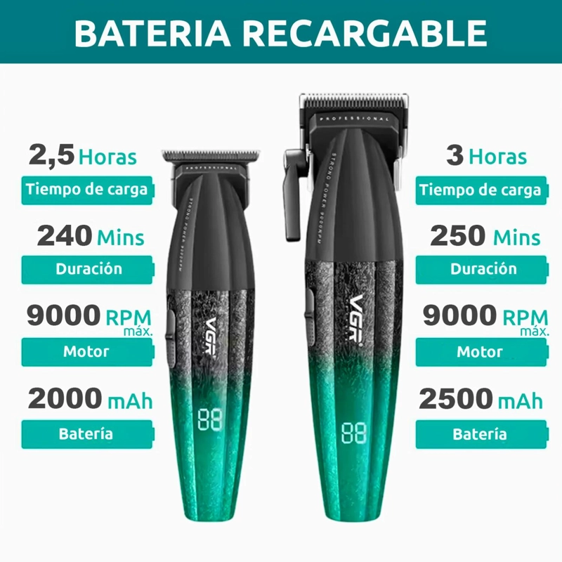 BARBER COMBO VGR PROFESIONAL V640 CLIPPER Y TRIMMER VERDE - 5