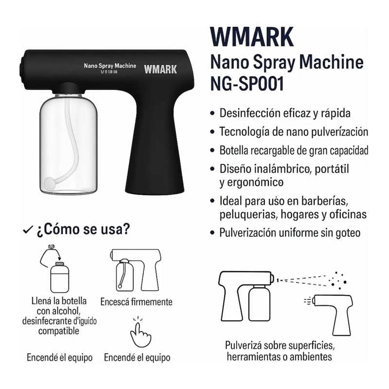 WMARK NG-SP001 PULVERIZADOR NANO PISTOLA RECARBABLE 2 VELOC. - 2