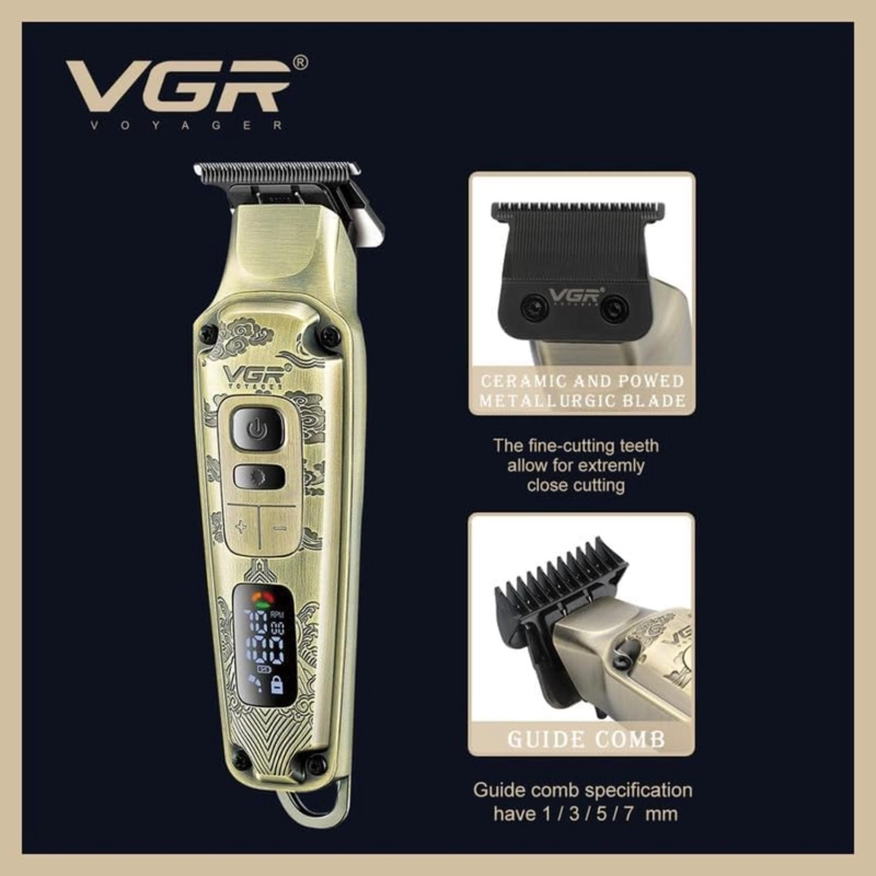 SET BARBERIA CORTAPELO TRIMMER AFEITADORA 3 EN 1 VGR642 GOLD - 4