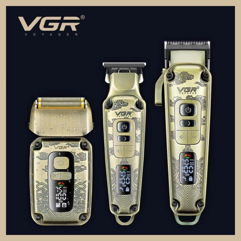 SET BARBERIA CORTAPELO TRIMMER AFEITADORA 3 EN 1 VGR642 GOLD - 6