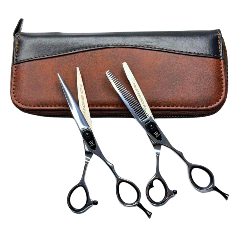 KIT DE TIJERAS WMARK PRO D78-PS069 6″ CON ESTUCHE Y PEINETA - 1