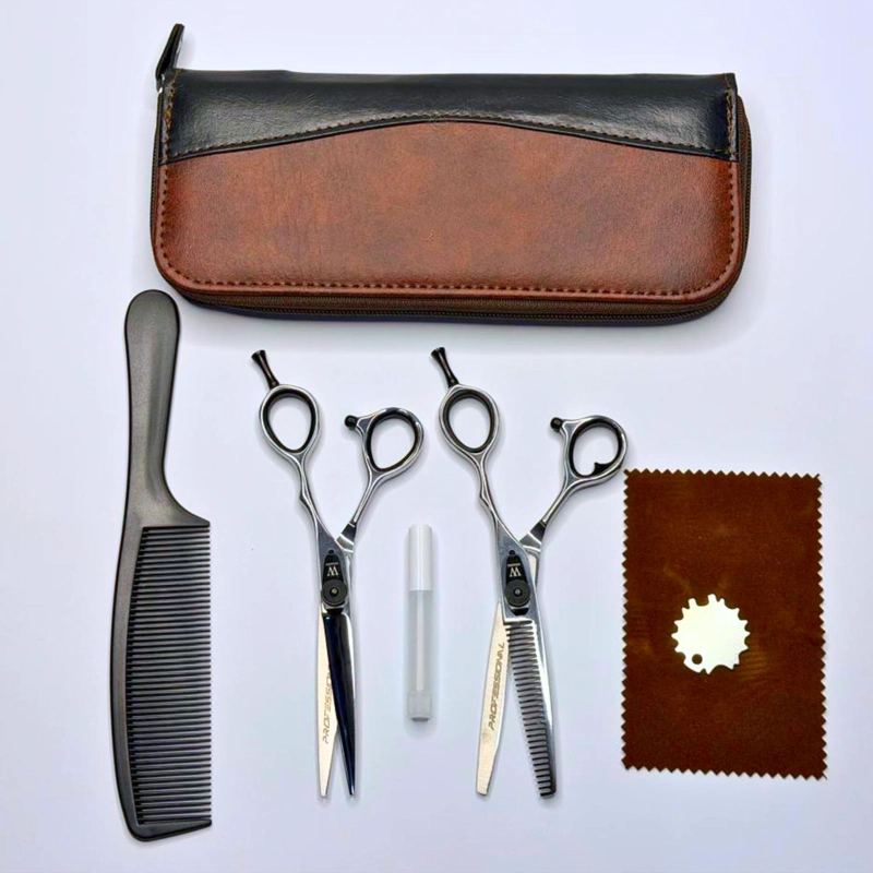 KIT DE TIJERAS WMARK PRO D78-PS069 6″ CON ESTUCHE Y PEINETA - 3