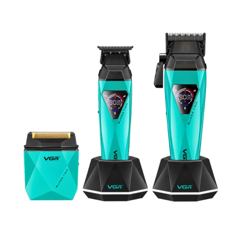 MAQUINA BARBER COMBO VGR PROF V877S3 DIAMANTE 9000 RPM VERDE - 1
