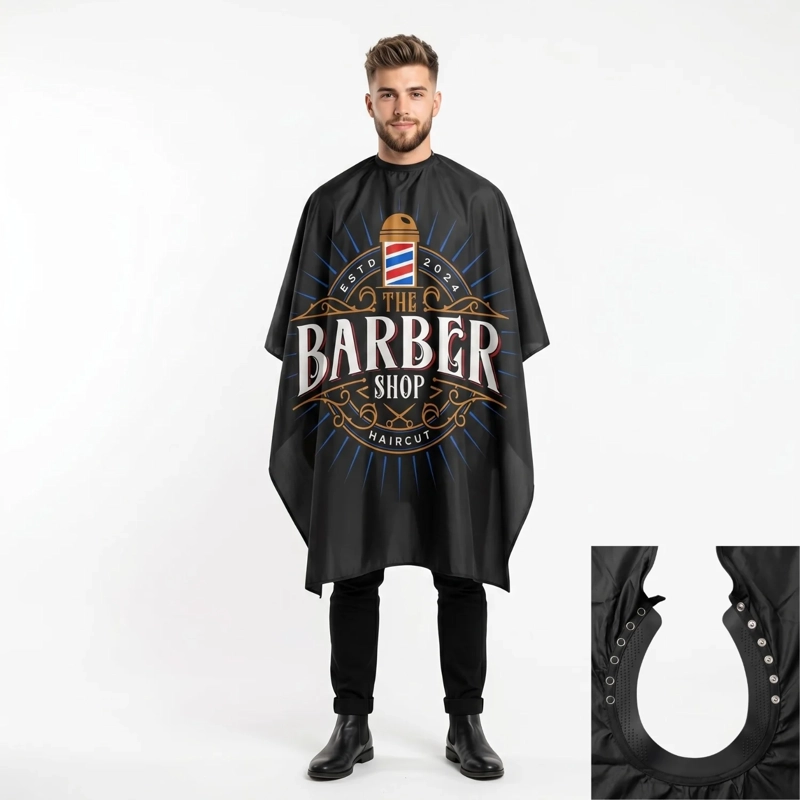 CAPA CUELLO DE GOMA BARBERSHOP COLOR NEGRO - 2