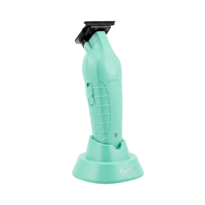 MAQUINA PATILLERA TRIMMER KEMEI 2299 CON BASE DE CARGA CELESTE - 2
