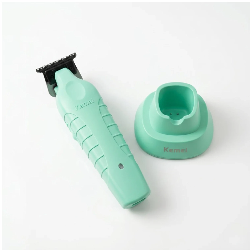 MAQUINA PATILLERA TRIMMER KEMEI 2299 CON BASE DE CARGA CELESTE - 4