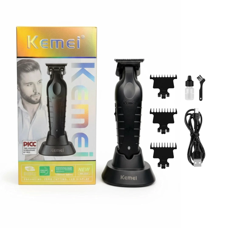KEMEI DESVELLADORA CORDLESS TRIMMER CON BASE NEGRA KM2299 - 2