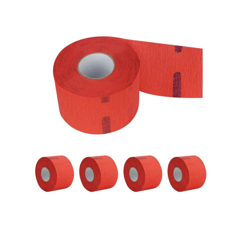 PACK 5 ROLLOS PAPEL CUELLO BARBERIA PELUQUERIA ROJO - 3