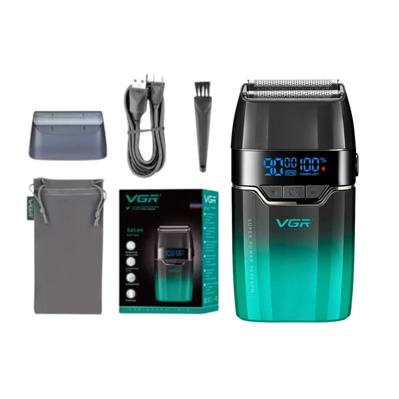 AFEITADORA PROFESIONAL SHAVER VGR V-308 DE 9000 RPM AZUL - 2