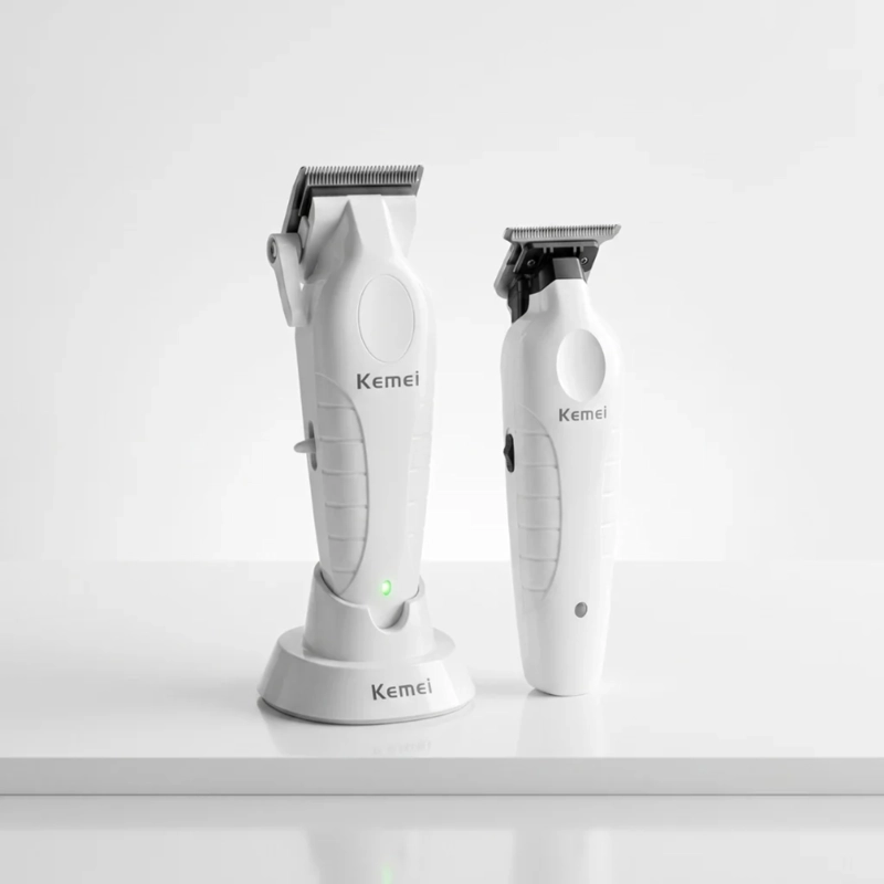 COMBO KEMEI KM-2296 + KM-2299 CORTAPELO Y TRIMMER BLANCO - 1