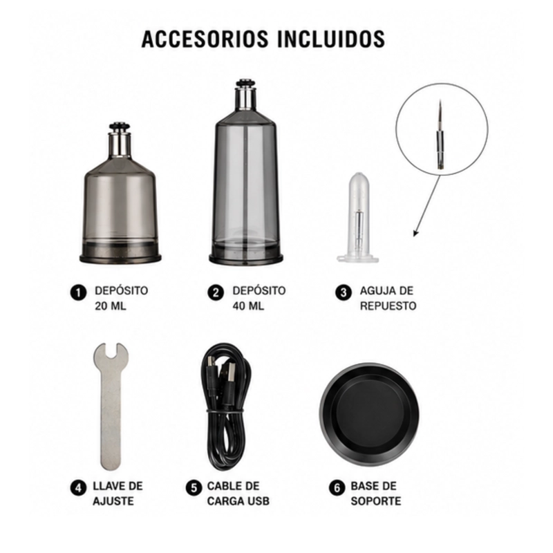 AEROGRAFO PROFESIONAL WMARK NG-AB001 INALAMBRICO DORADO - 3