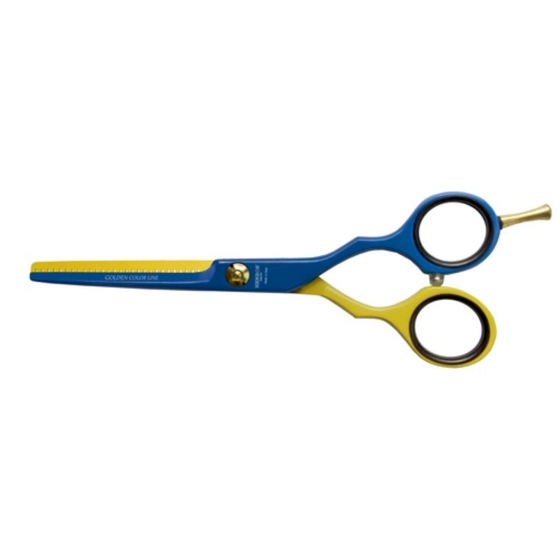 SET TIJERAS HENBOR CORTE Y PULIR AZUL VERDE CON PORTA NAVAJA AMARILLA - 3