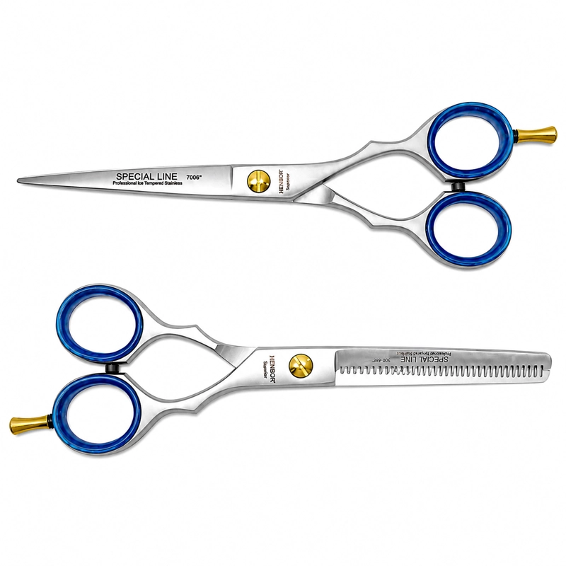 SET HENBOR TIJERAS MICRODENTADA CON NAVAJA Y ESTUCHE - 2