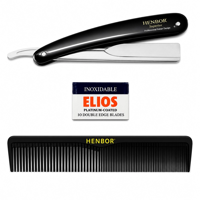 SET HENBOR TIJERAS MICRODENTADA CON NAVAJA Y ESTUCHE - 3