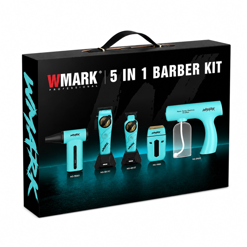 WMARK WMARK NG-8637KIT KIT PROFESIONAL 5 EN 1 PARA BARBERO TURQUESA