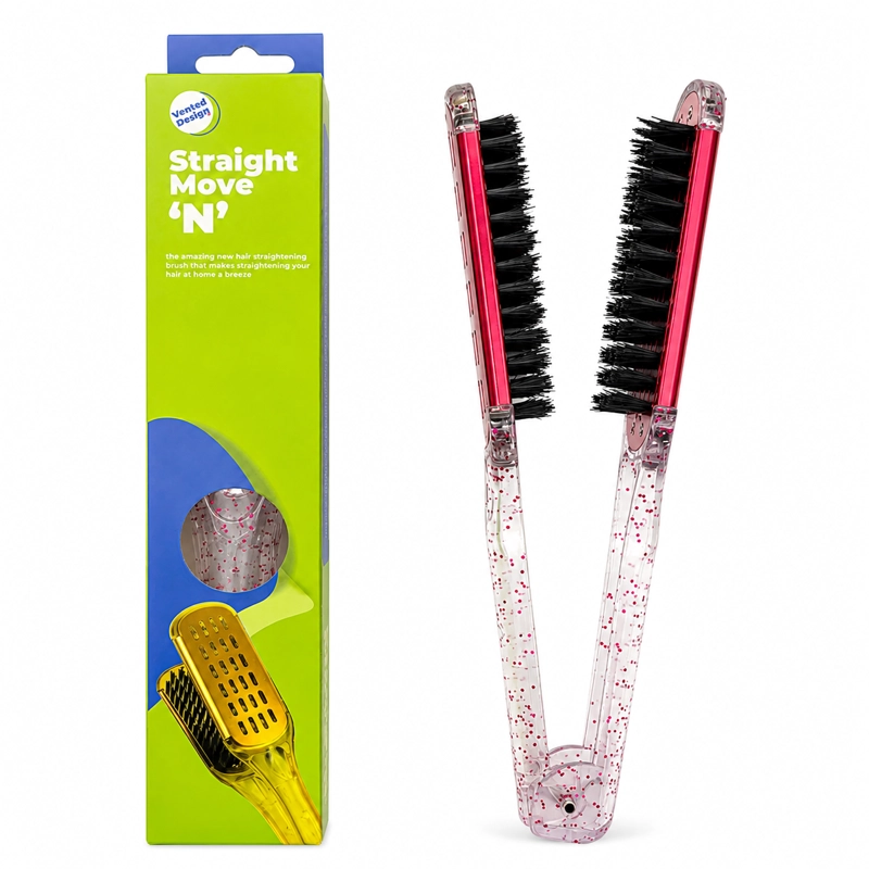 CEPILLO ALISADOR TE RMICO CERAMICO PLEGABLE GLITTER ROSADO - 1