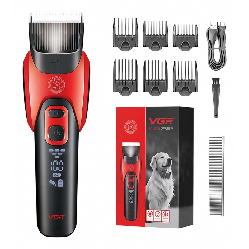 CORTADORA PROFESIONAL PARA MASCOTAS VGR V-208 ROJO METALICO - 1