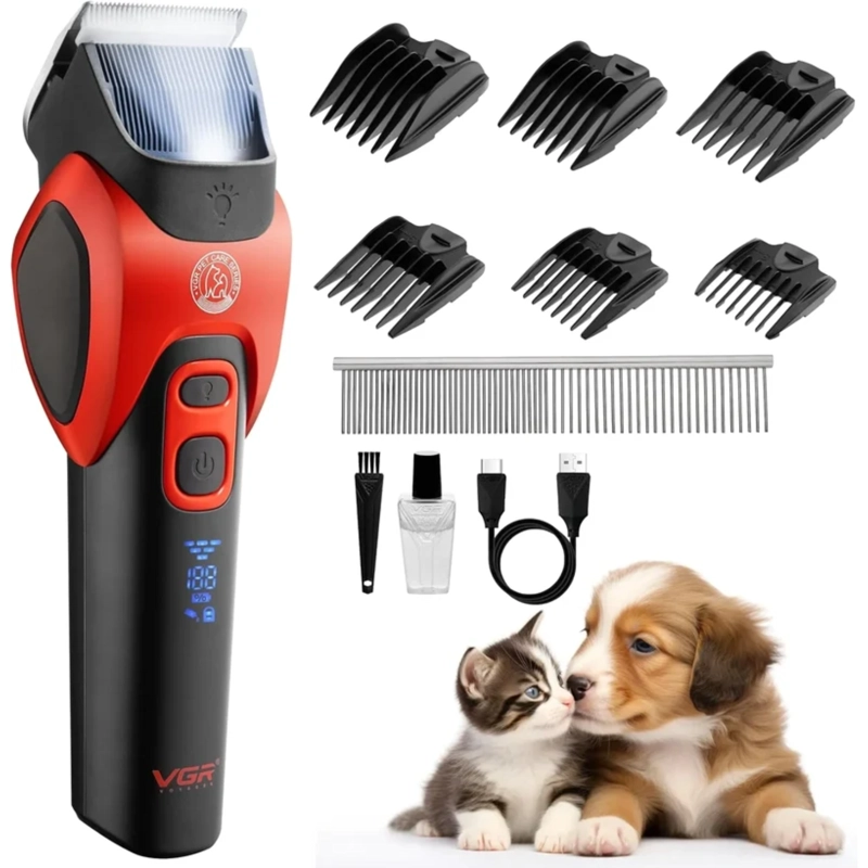 CORTADORA PROFESIONAL PARA MASCOTAS VGR V-208 ROJO METALICO - 2