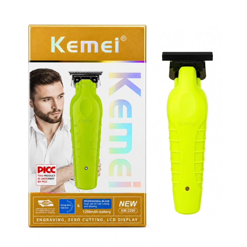 KEMEI TRIMMER KM-2299 VERDE NEON RECARGABLE USB - 2