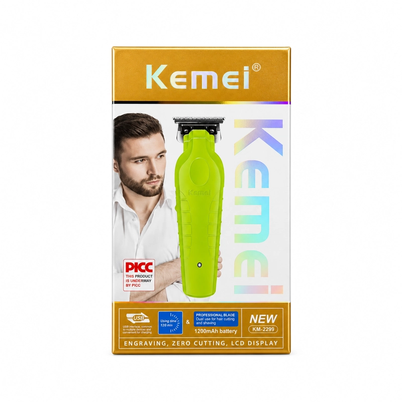 KEMEI TRIMMER KM-2299 VERDE NEON RECARGABLE USB - 4