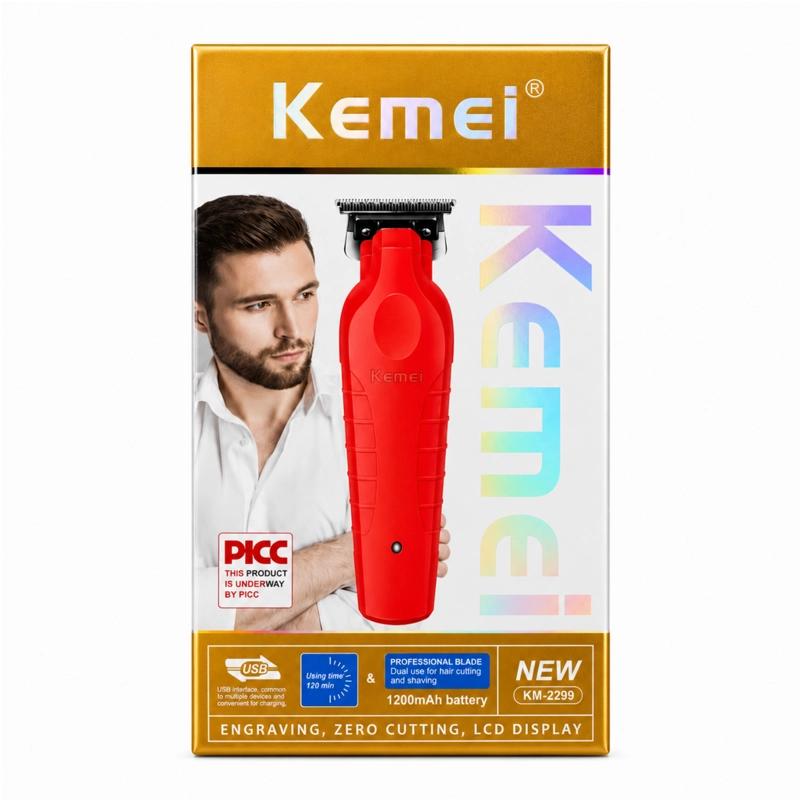 KEMEI TRIMMER PROFESIONAL KM-2299 ROJO INTENSO - 4