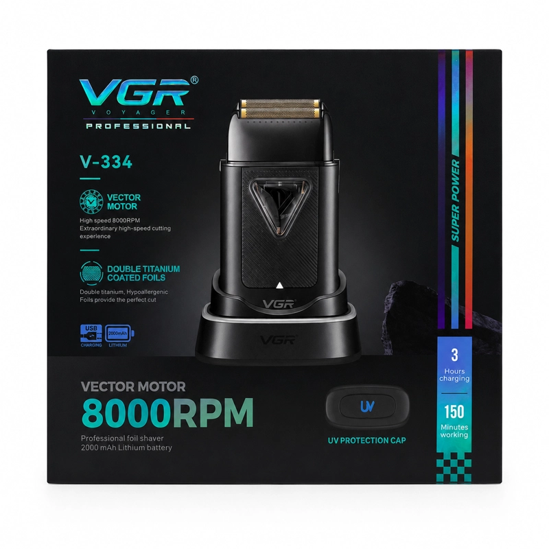 AFEITADORA PROFESIONAL VGR V-334 FOIL SHAVER UV 8000 RPM - 2