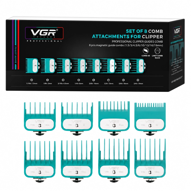 VGR SET 8 PEINES METALICOS V-891 PARA CLIPPER PROFESIONAL - 1