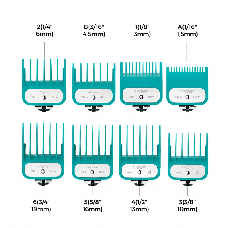 VGR SET 8 PEINES METALICOS V-891 PARA CLIPPER PROFESIONAL - 2