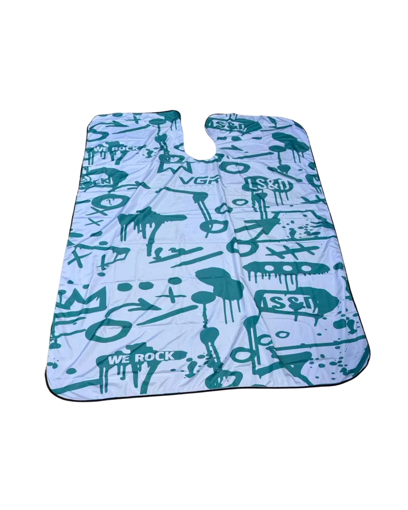 CAPA DE BARBERIA VGR BLANCA CON CUELLO DE GOMA ANTIPELUSA. - 4