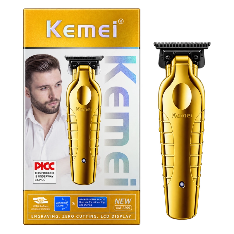 MAQUINA TRIMMER KEMEI KM-2299 DORADA PARA BARBERIA - 1