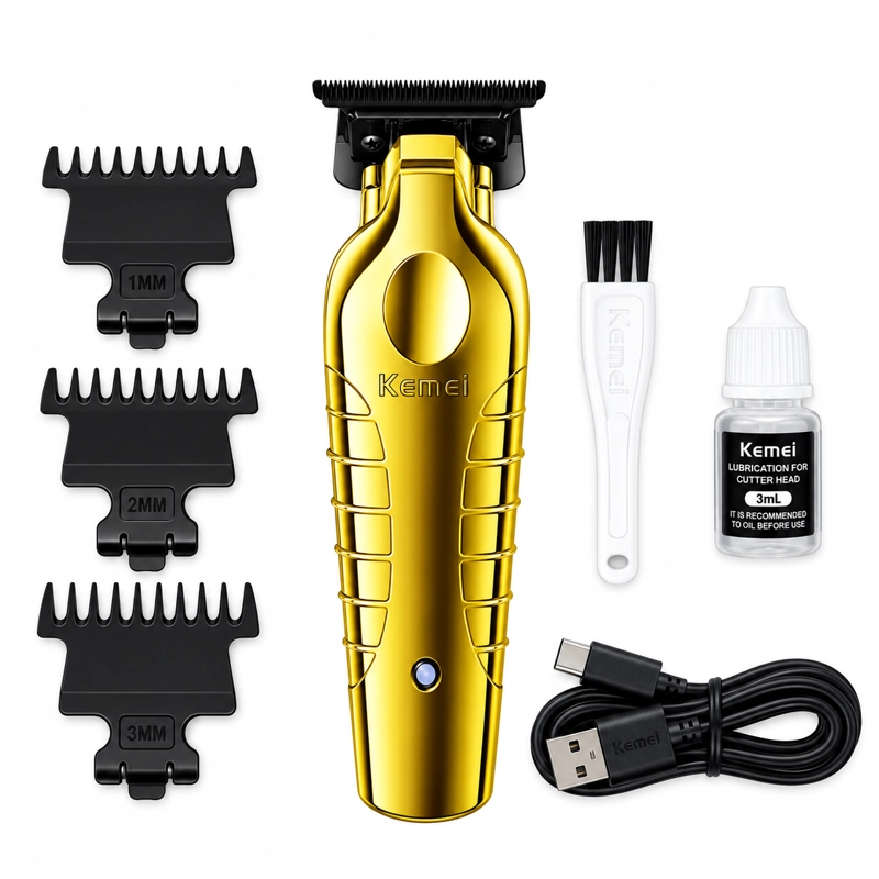 MAQUINA TRIMMER KEMEI KM-2299 DORADA PARA BARBERIA - 2