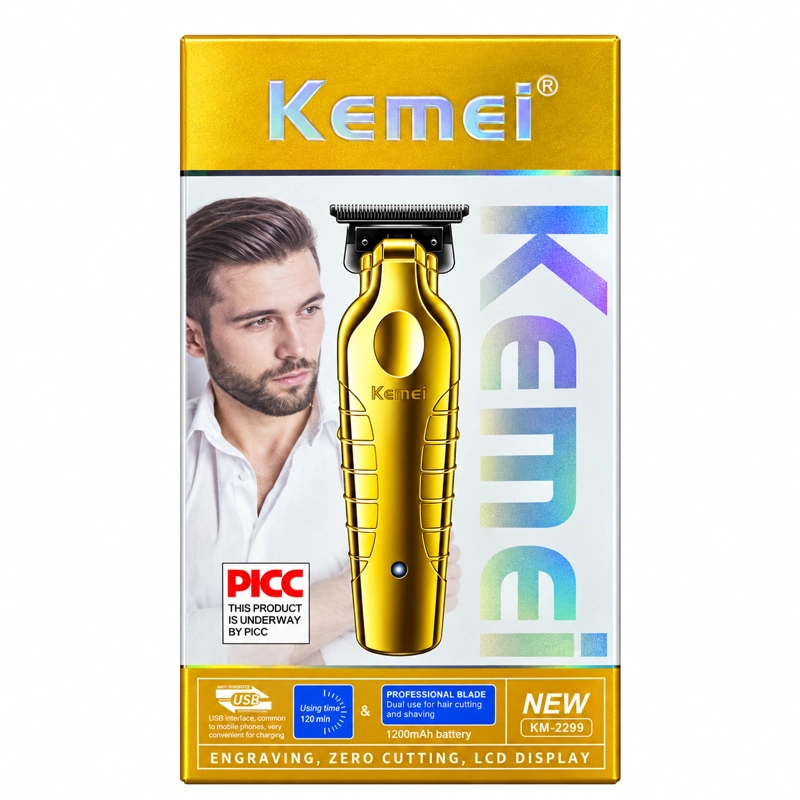 MAQUINA TRIMMER KEMEI KM-2299 DORADA PARA BARBERIA - 3