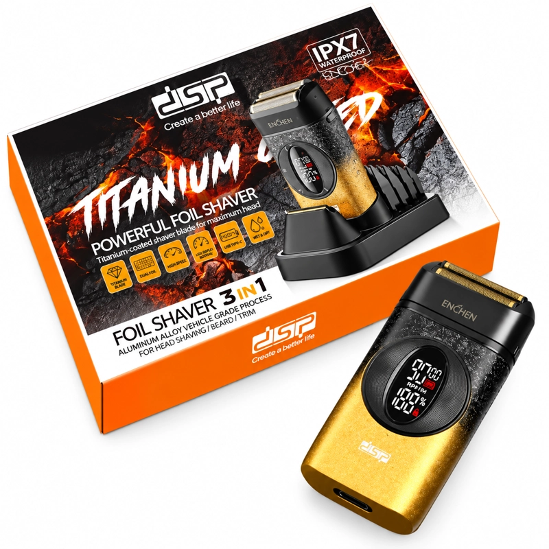 KIT BARBERO DORADO CORTAPELO TRIMMER Y AFEITADORA 3 EN 1 - 4