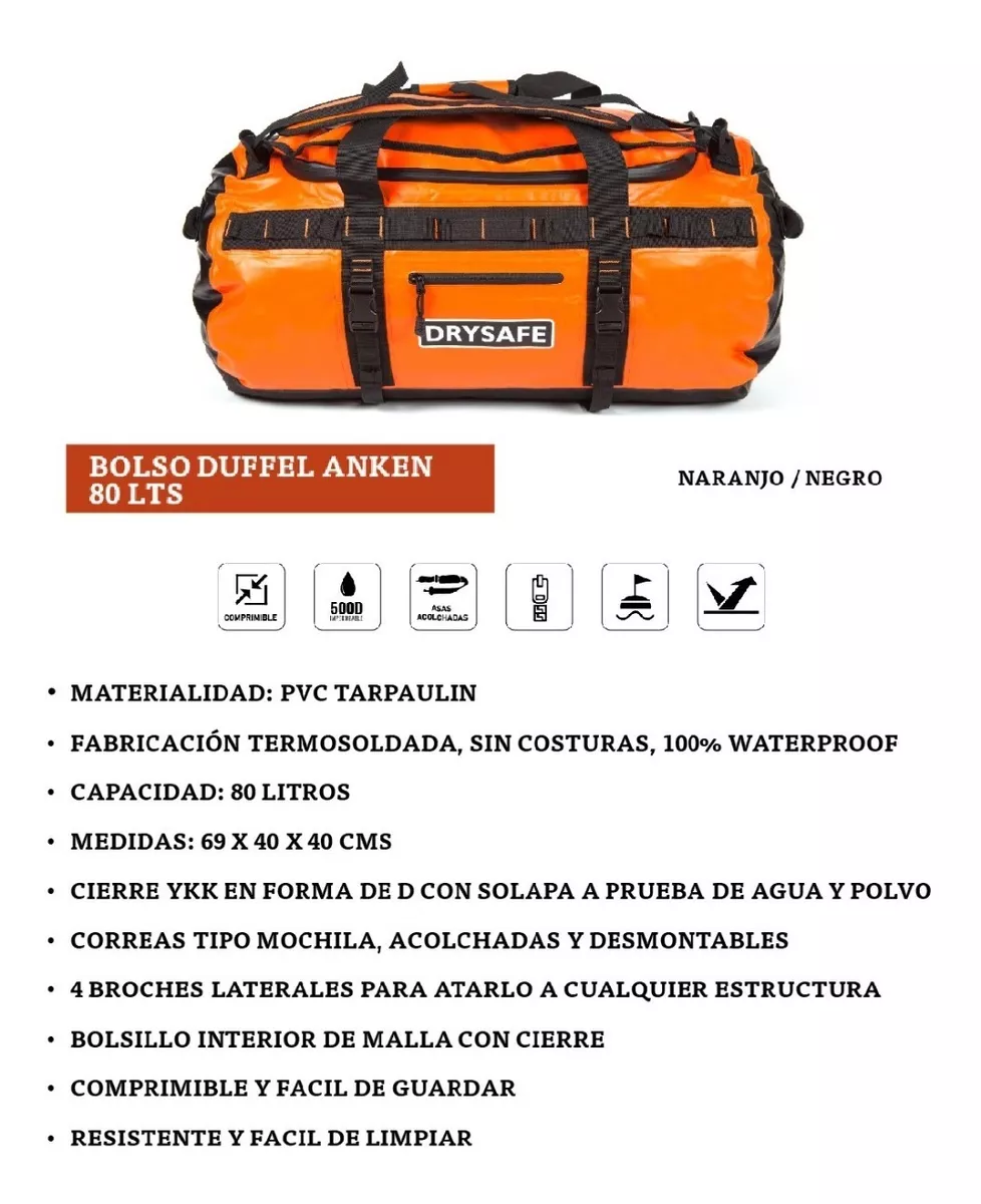 BOLSO MOCHILA 80 L IMPERMEABLE CAMPING TREKKING - DRYSAFE NA - 5