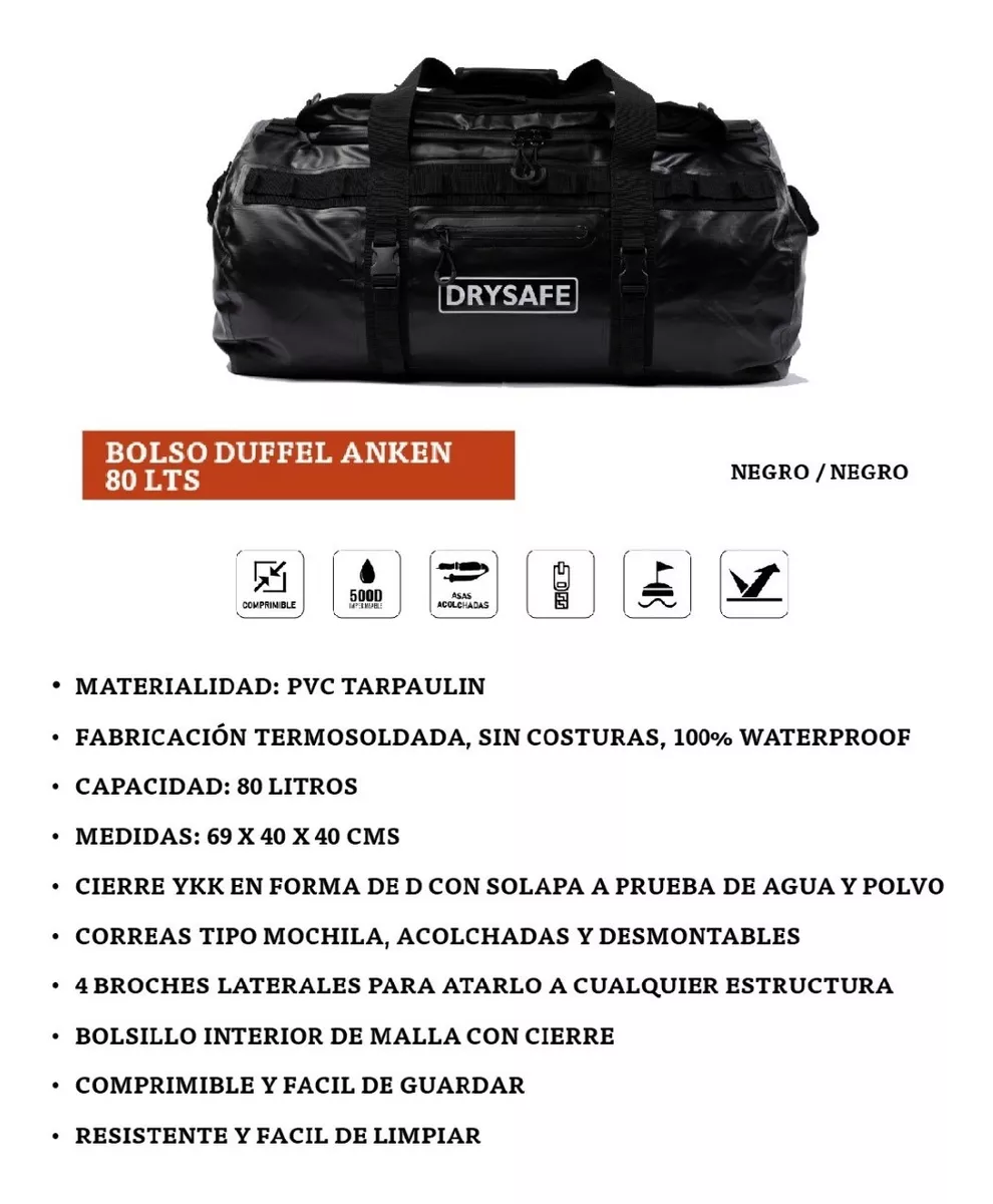 BOLSO MOCHILA 80 L IMPERMEABLE CAMPING TREKKING - DRYSAFE N - 4