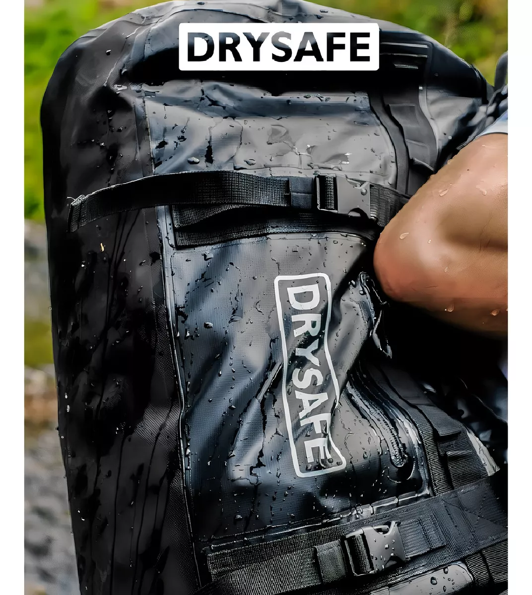 BOLSO OUTDOOR IMPERMEABLE 80 L CAMPING TREKKING DRYSAFE NEGRO - 5
