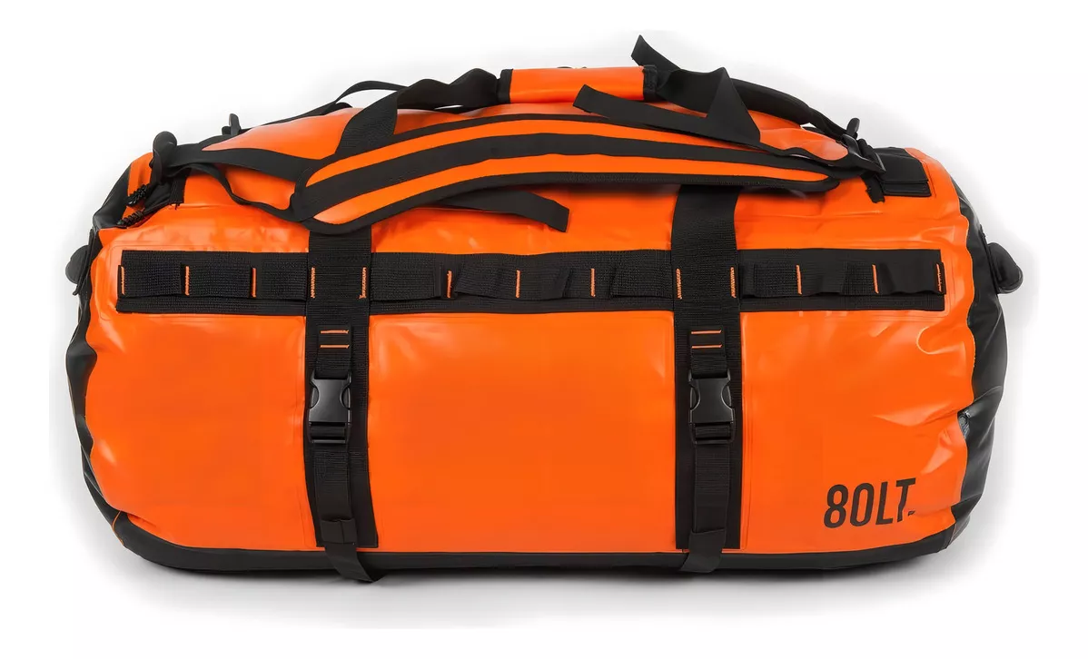 BOLSO OUTDOOR IMPERMEABLE 80L CAMPING TREKKING DRYSAFE NARANJO - 3