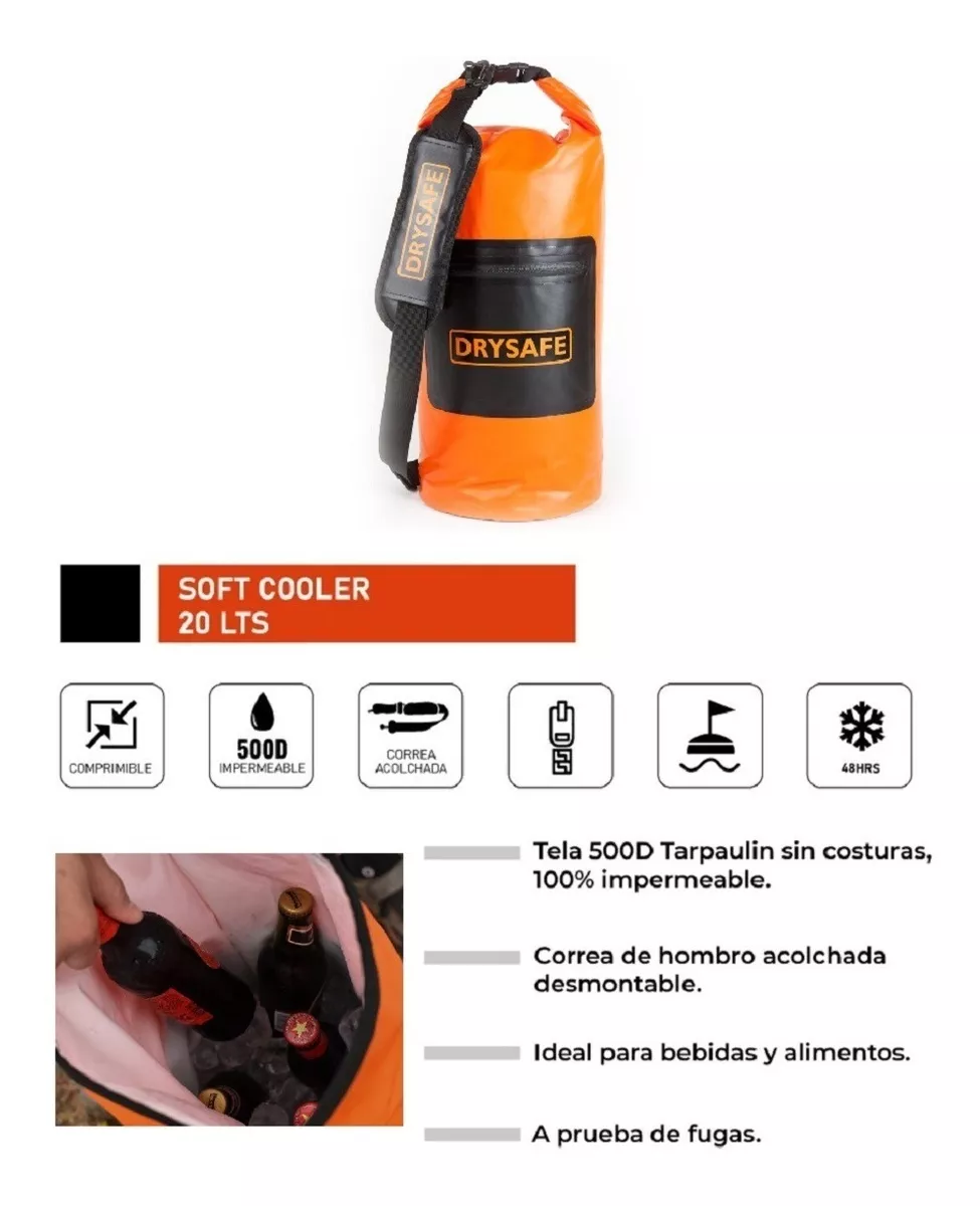 COOLER DRYSAFE SOFT IMPERMEABLE 20 L FRÍO 48HR CAMPING PLAYA - 4