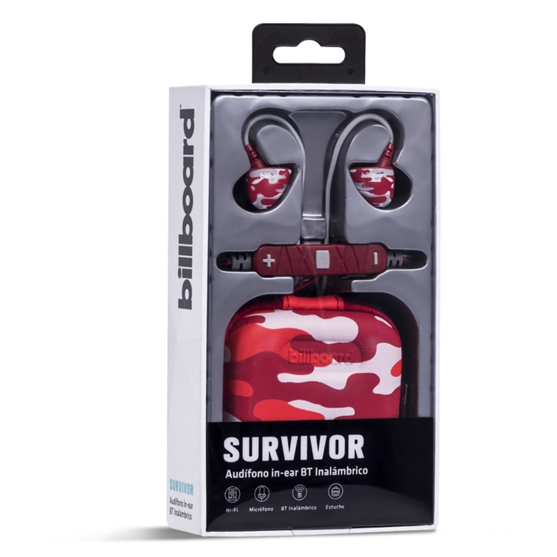 AUDÍFONOS BILLBOARD IN EAR SURVIVOR BLUETOOTH ROJO - 5