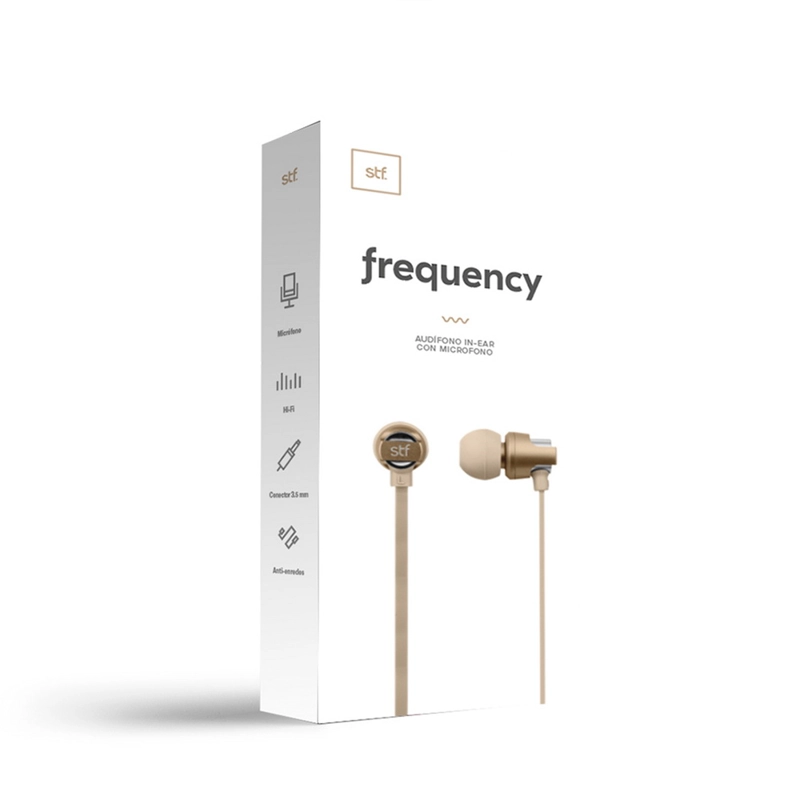 AUDÍFONOS STF IN EAR ST-E46235 FREQUENCY DORADO MICRÓFONO - 5