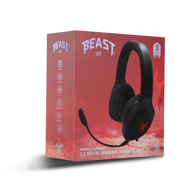 AUDÍFONOS GAMER STF HEADSET MUSPELL EXTREME 7.1 NEGRO - 8
