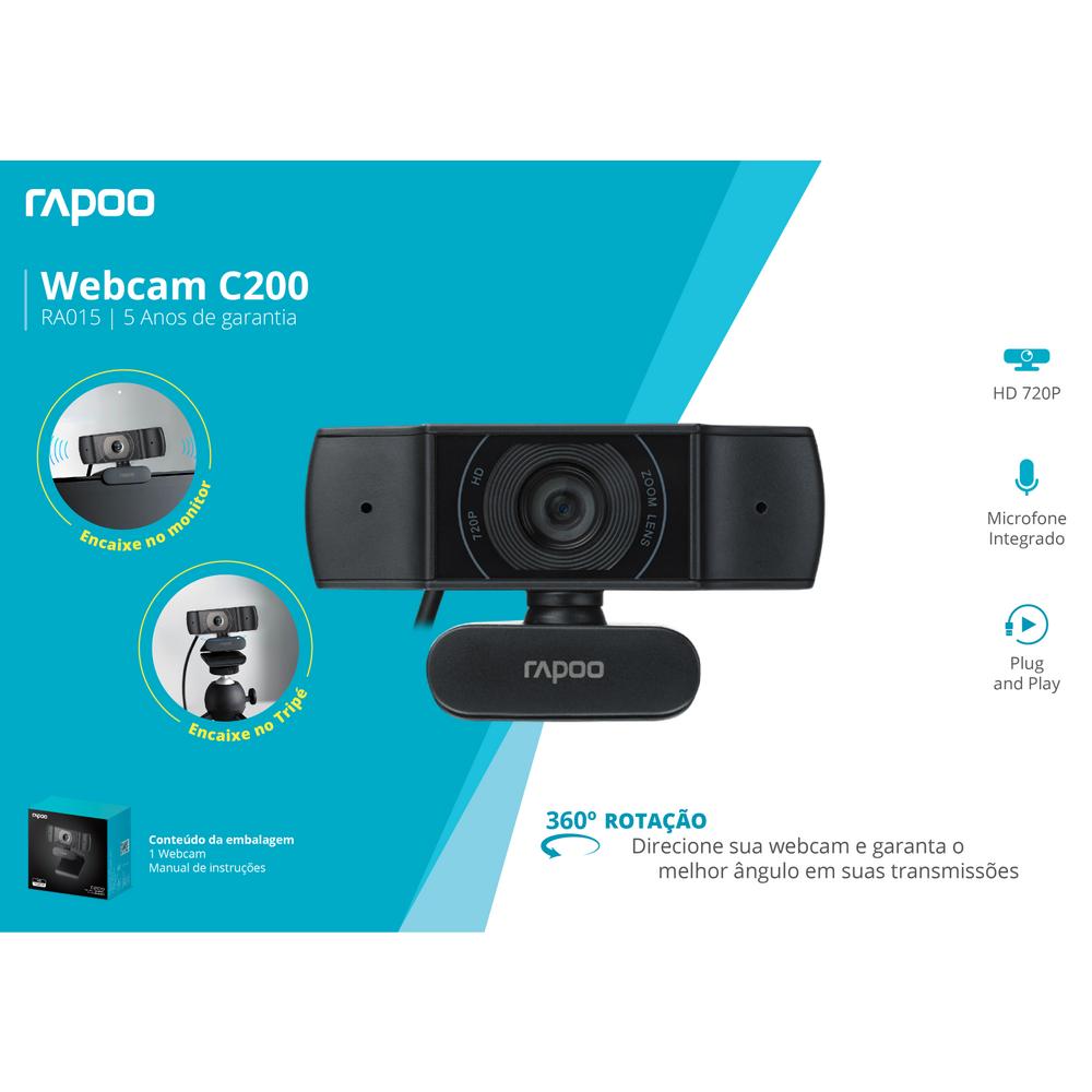 WEBCAM RAPOO 720P FOCO AUTOMATICO C200 RA015 - 7