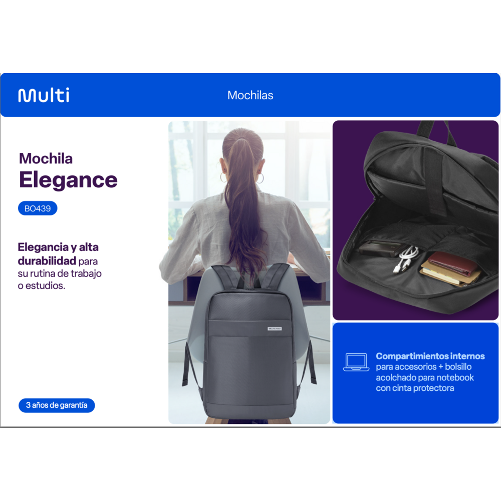 MOCHILA NOTEBOOK MULTILASER ELEGANCE BO439 - 3