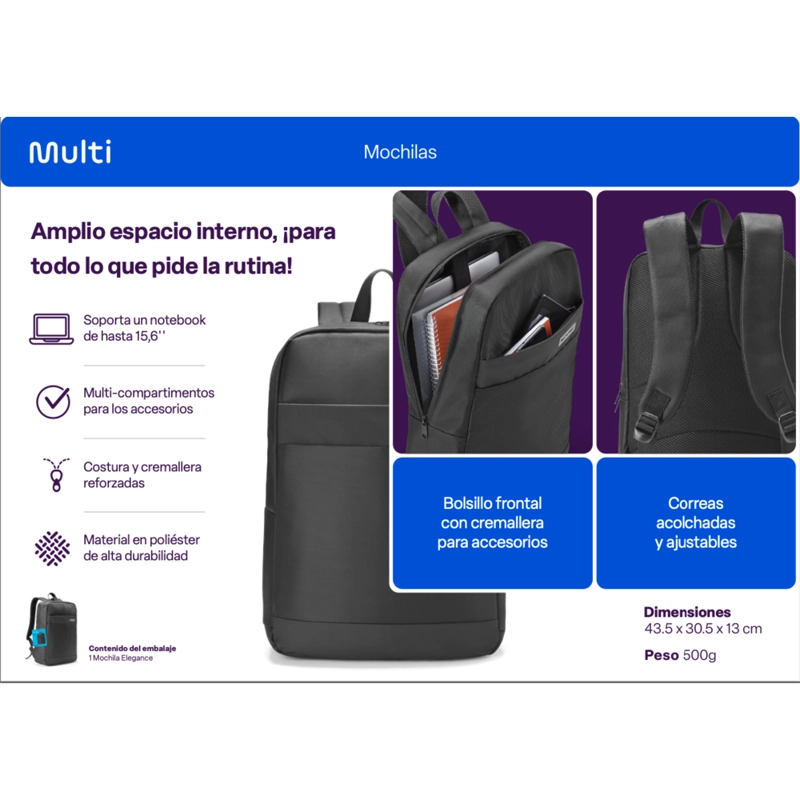 MOCHILA NOTEBOOK MULTILASER ELEGANCE BO439 - 4