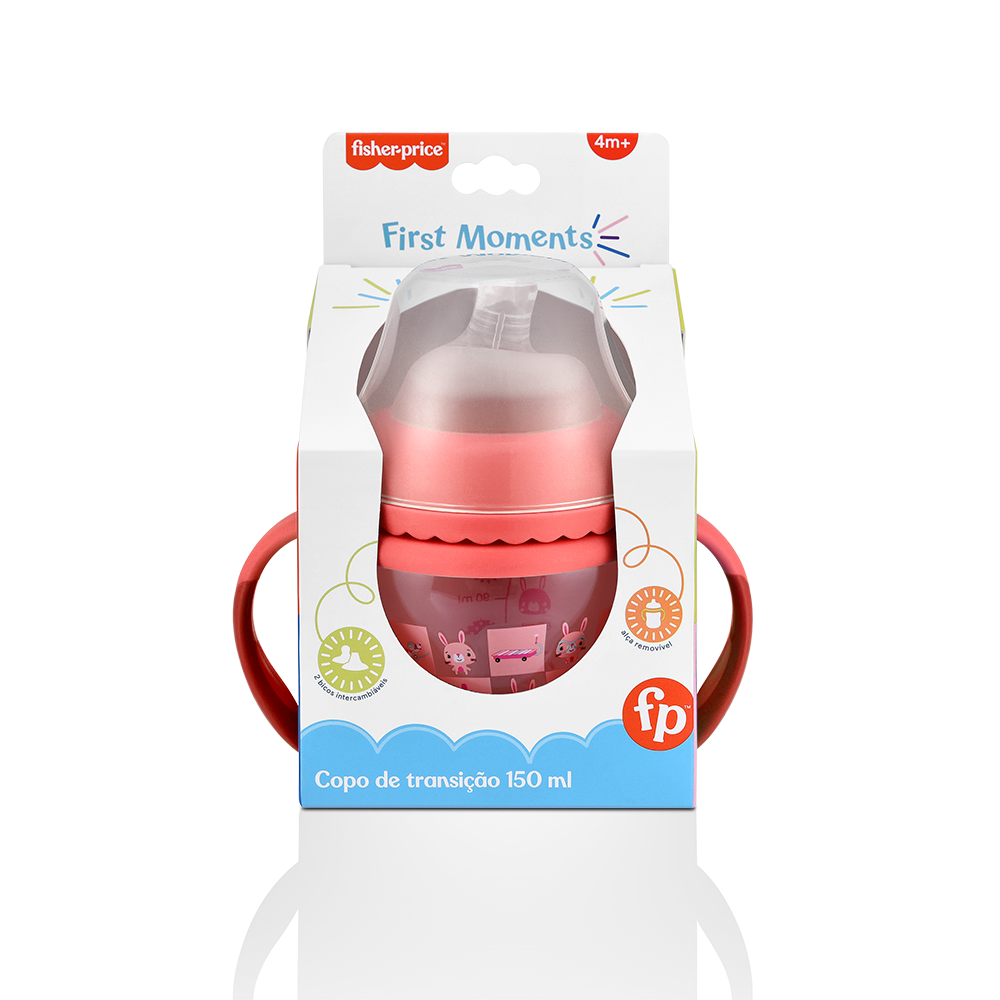 VASO FISHER PRICE ENTRENA FIRST MOMENTS RO 150 ML BB1056 ROSA - 5