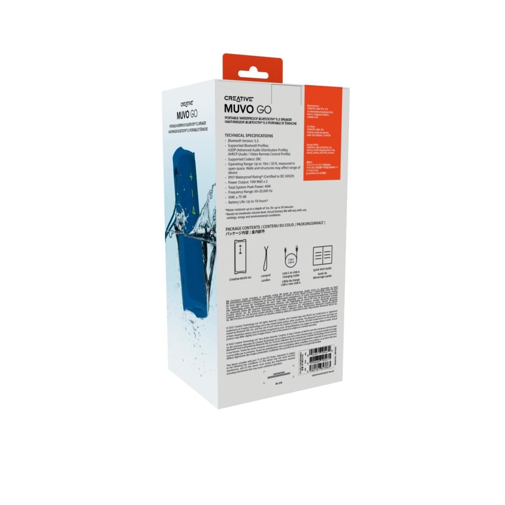 PARLANTE BLUETOOTH CREATIVE PORTATIL MUVO GO AZUL - 5
