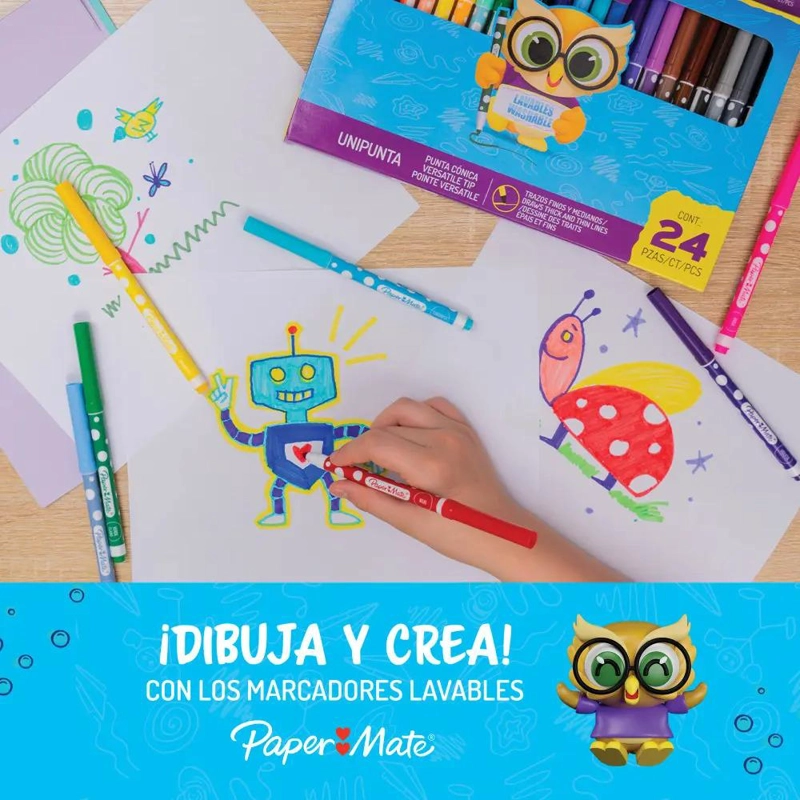 CAJA CON 24 MARCADORES PUNTA CONICA PAPERMATE SURTIDAS - 2